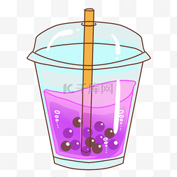 冰沙矢量图图片_啵啵奶茶紫色饮料杯子图片