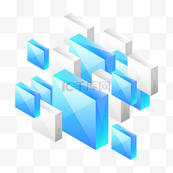 立体方块图片_商务多色立体方块蓝色白色