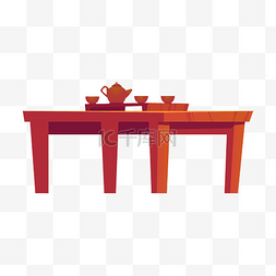 中式茶几桌子家具卡通