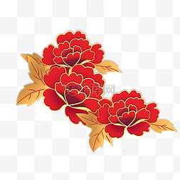 红色烫金花朵图片_春节花朵浮雕鎏金烫金装饰花朵