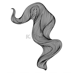 线状图片_波浪线卷曲黑白纹理的单色条纹波