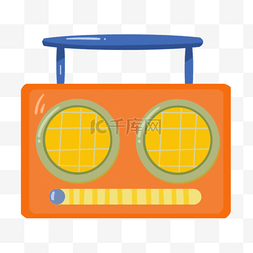 音符图片_卡通嬉皮士贴纸橘色收音机