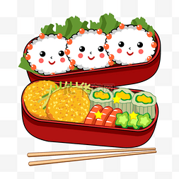 红色的日本可爱饭盒