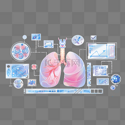 人体肺部蓝色卡通渐变医学