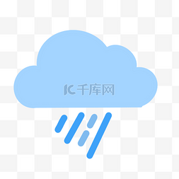蓝色云朵下雨标志可爱天气图标