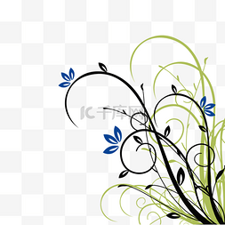 树枝彩色手绘线条花朵边框