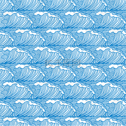 蓝色中式中国风海浪浪花底纹水纹