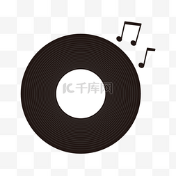 音乐节证图片_线稿音乐乐器黑色唱片音符