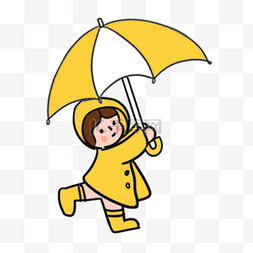春雨主题拿着伞奔跑的女孩