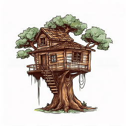 一个大树上的木屋