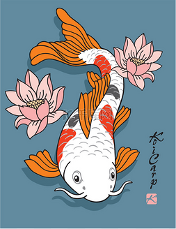 东方鱼-锦鲤-与荷花
