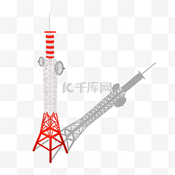 白色科技感图片图片_天线塔3d卡通插画立体科技感