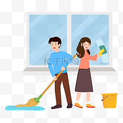 卫生间洁具图片_家庭成员打扫卫生矢量图