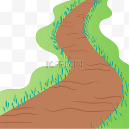 绿色草地褐色路径剪贴画