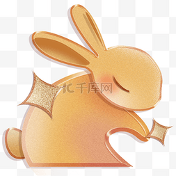 兔子剪影图片_简约金色兔年兔子