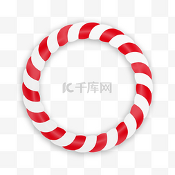 卡通红色的糖果图片_圣诞节拐杖糖边框圆形