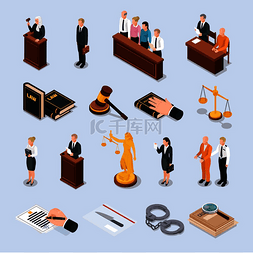 人物图标集合图片_法律正义法庭人物在圣经矢量插图