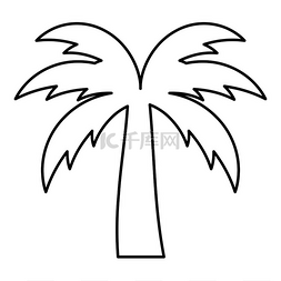 热带丛林岛图片_棕榈树轮廓岛概念轮廓轮廓图标黑