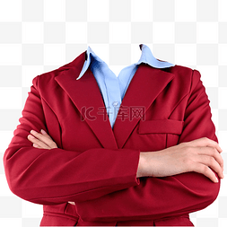 女式西服蓝衬衫红西装正装