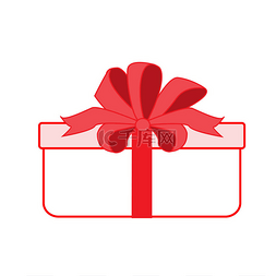 扁平图片_带红色丝带的礼品盒。矢量图标。