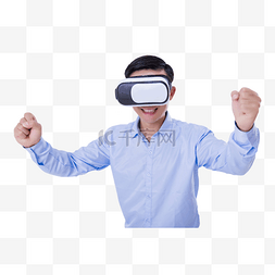 创意眼镜图片_人物戴VR眼镜虚拟科技