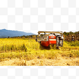 农民收割图片_农业水稻户外收割机