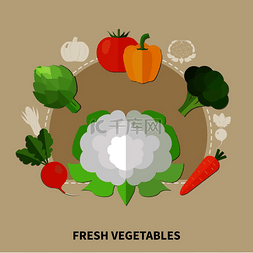 健康饮食有色组合与扁平式蔬菜套