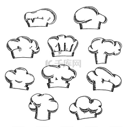 传统厨师帽或面包师帽和无边帽带