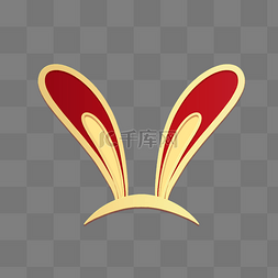 兔年新春金色剪纸风兔子兔耳朵