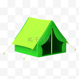 绿色C4D立体仿真春天野营帐篷