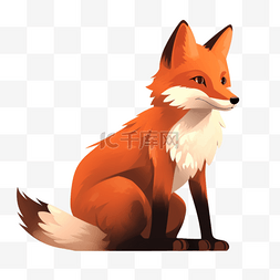 带围巾的狐狸图片_扁平插画手绘狐狸