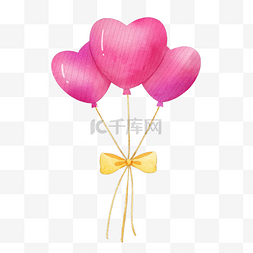 飘浮背景图片_卡通水彩粉色爱心气球