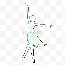 抽象线条画女性芭蕾舞绿色