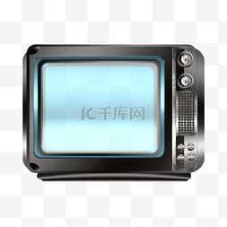 黑白电视机图片_长方形的复古电视机