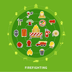 消防会徽图片_消防公寓概念平面设计概念绿色背