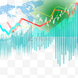 蓝绿色背景股市k线图