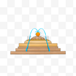喷泉剪贴画水流建筑物球体金色