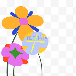 春天扁平插画可爱花朵