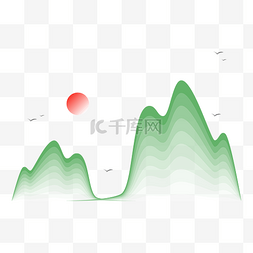 水墨山飞鸟图片_清明清明节清透弥散山峦远山