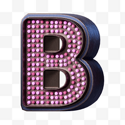 金属立体英文字母图片_立体粉色灯泡英文字母b