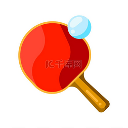 平面风格的乒乓球拍和球图标。
