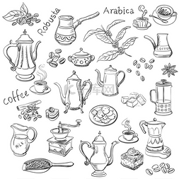 手绘咖啡杯子图片_咖啡收藏-手绘插图