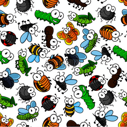 卡通毛毛虫图案图片_卡通昆虫蜜蜂和蝴蝶、毛毛虫和苍