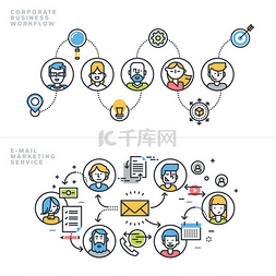 电子商务网站背景图片_扁线设计理念为企业的业务流程，