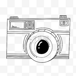 相机相机黑白图片_卡通手绘线稿相机剪贴画