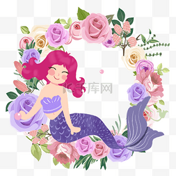 美人鱼可爱紫色玫瑰花环