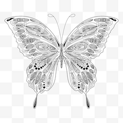 几何抽象黑白图片_几何线条画蝴蝶昆虫填色本