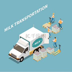 产品运输包装图片_牛奶运输和物流概念与牛奶产品符