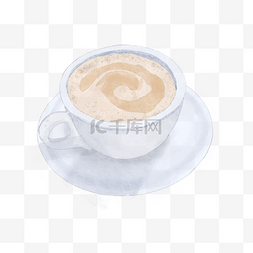 咖啡豆液体图片_水彩白色咖啡陶瓷杯
