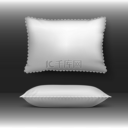 矢量枕头插图方形靠垫优雅的白色